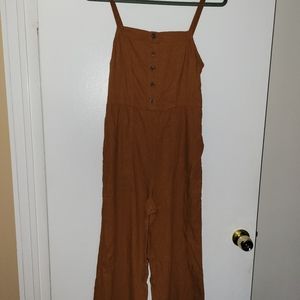 Button Front Linen Blend Cami Jumpsuit